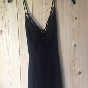 Black hi-low romper dress